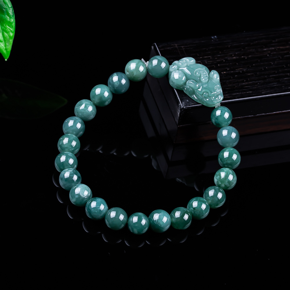Vintage Collectible Item - Doğal Birmanya Jadeite Pixiu Bilezik Vintage