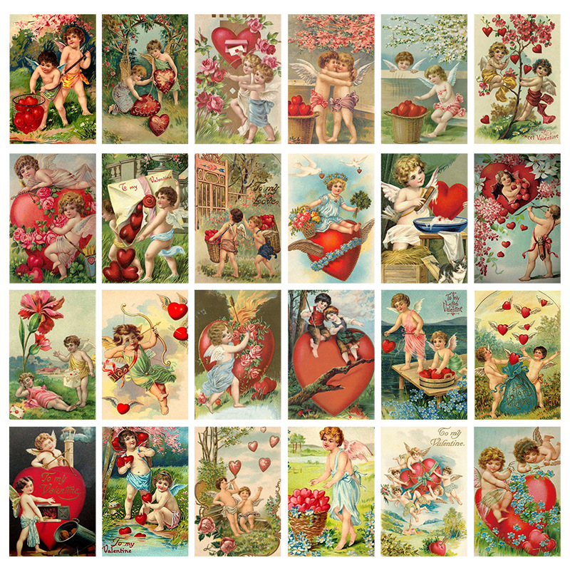 Collectible Vintage Greeting Cards - 12 adet sevgililer günü Vintage koleksiyonu
